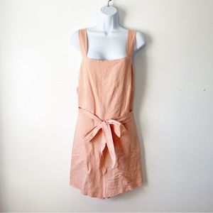 H&M linen blend romper in size large color Blush